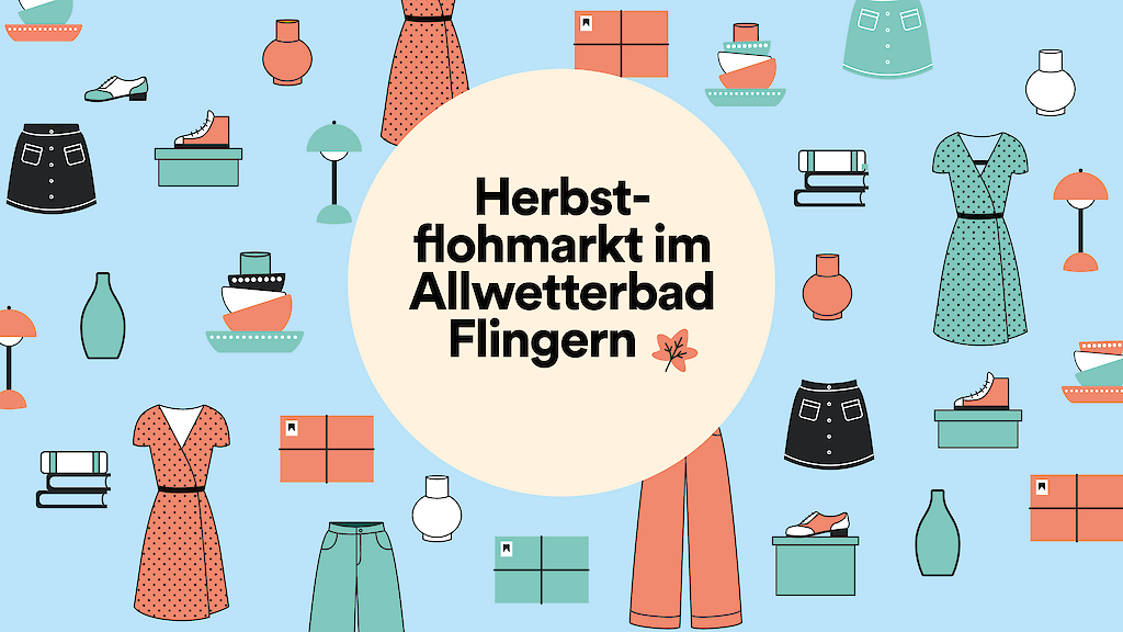 Veranstaltungsgrafik "Frühlingsflohmarkt" im Allwetterbad Flingern